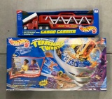 Hot Wheels cargo carrier and tornado twister