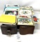 Two sewing machine drawers and assorted postcards and greeting cards