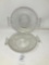 2 - Vintage handled decorated clear glass plates plates