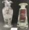 2 - vintage etched glass oil and vinegar cruets no stoppers