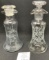 2 - vintage etched glass oil and vinegar cruets