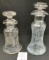 2 - Vintage etched glass oil and vinegar and catsup cruets