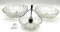 Vintage glass appetizer serving dish with spoon and two footed bowls