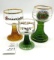 3 - Vintage green and Amber beehive stem cups