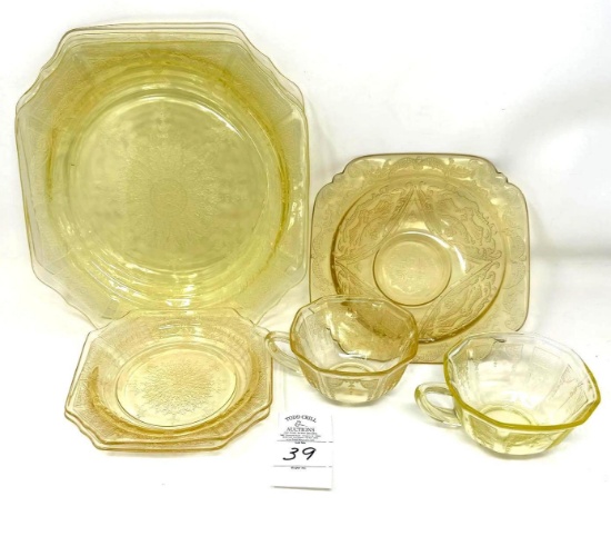 Antique yellow depression glass items
