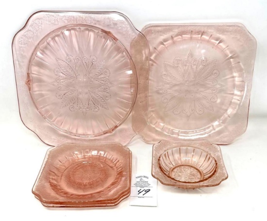 Antique Adam, Jeanette Glass Co., pink depression pieces