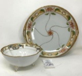 Vintage Nippon footed bowl and plate