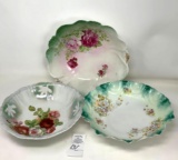 3 - Antique decorated bowls