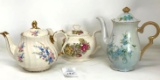 3 - Vintage painted tea pots
