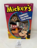 Vintage Mickey?s gumball machine and coin bank NIB