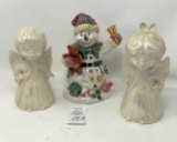 Vintage Christmas angels and snowman