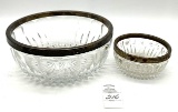 Vintage crystal serving dishes with silver rims