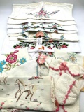 Vintage embroidered pillowcases, table runner and more