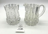 Vintage ribbed clear glass picture and vase