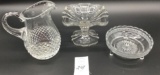 3 crystal glassware pieces