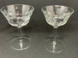 10 vintage etched cocktail glasses