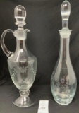 Vintage etched glass decanters 16 inches