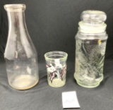 Vintage glassware, Welch?s jelly jar, Planter?s lidded jar