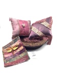 Home decor, purple pillows, basket