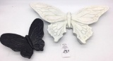 2 ceramic butterfly wall decorations