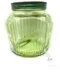Antique uranium Hoosier cabinet ribbed jar