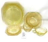 Antique yellow depression glass items