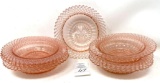 7 - Miss America, diamond pattern, Hocking Glass Co., pink depression cereal bowls