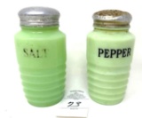 Vintage jadeite salt and pepper shakers