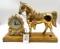 Antique United western clock with horse in plastic base