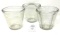 Three antique clear glass 2 cup beater jars