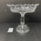 Vintage etched glass pedestal compote