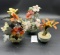 Three vintage peking glass and stone oriental flowers