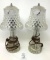 Two antique electrified glass lamps