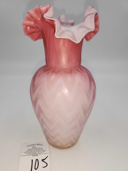 Herringbone mother of pearl vase 7 in.