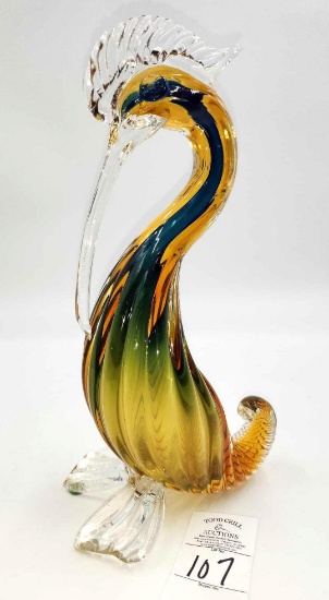 Vintage art glass bird 11 in.