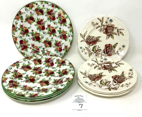 Eight vintage plates