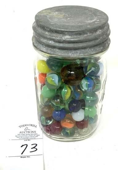 Antique jar of marbles