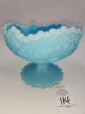 Vintage 6 in R frosted blue Fenton compote