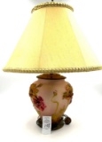 Antique electrified 21 in hand painted glass lamp