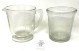 Antique clear glass 4 cup beater jar and measuring cup with handle