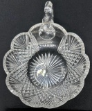 Antique American brilliant cut glass handled nappy strawberry platter