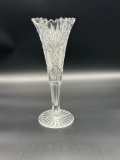 Antique American brilliant cut glass flower vase with trumpet base