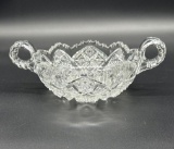 Vintage two handled pressed glass nappy
