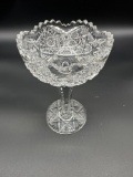 Antique American brilliant cut glass compote with expanding star base
