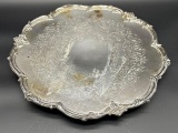 Antique footed silver tray