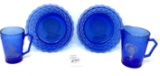 Vintage set of Shirley Temple blue glassware