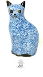 Vintage sponge painted ceramic cat figurine