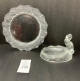 Antique Lalique plate and Verlys dish