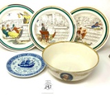 Antique plates and Lenox Commemorative Patriots bowl