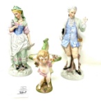 Three vintage bisque porcelain figurines